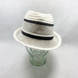 BCBG Maxazaria White & Black Stripe Fedora